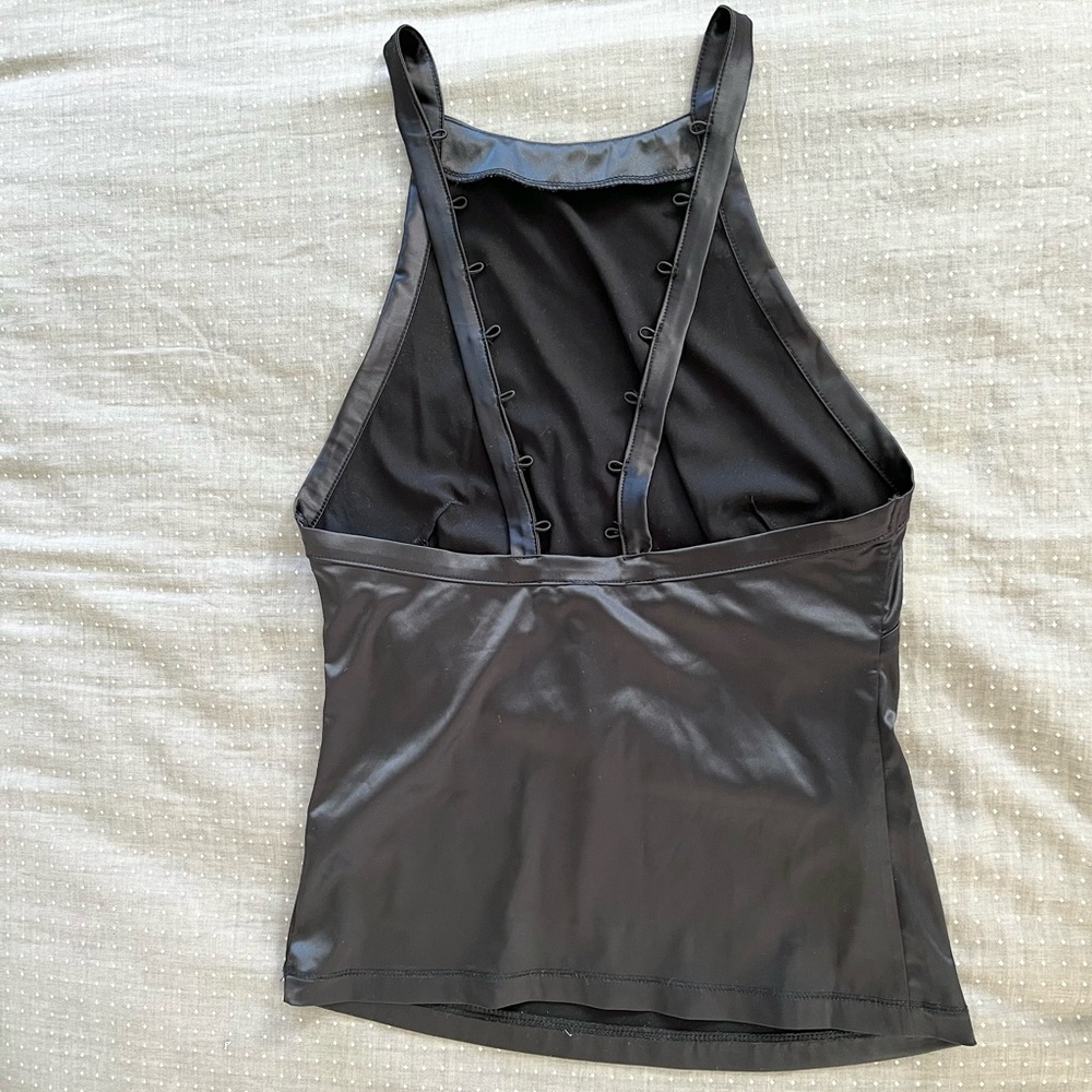 Free People high neck halter silky tank in black never worn. - Picture 2 of 8